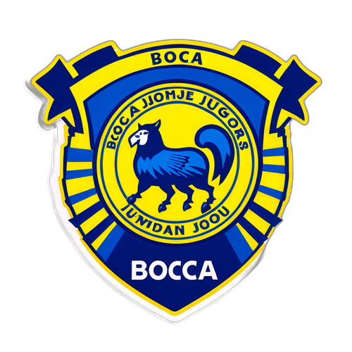 Sticker de Boca Juniors en un estadio lleno de aficionados