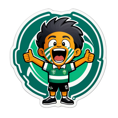 एक उत्साहित प्रशंसक का कार्टून शैली स्टिकर