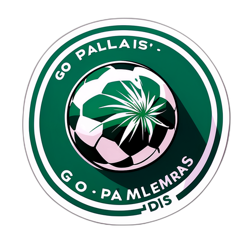 Яркая наклейка с мячом и слоганом 'Вперед, Пальмейрас!'