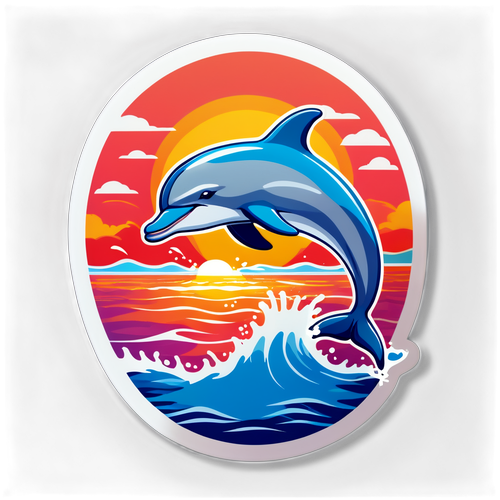 Playful Dolphin at Sunset Sticker