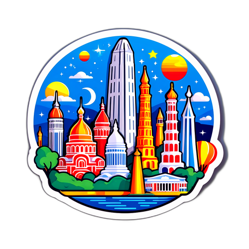 Яскравий наліпка з пам'ятками Самари