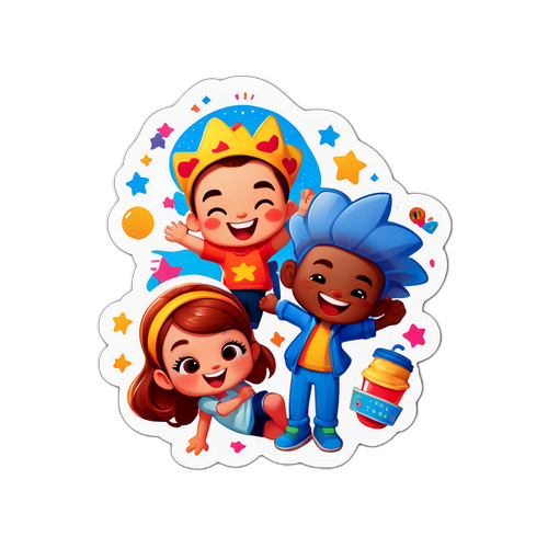 สติกเกอร์การ์ตูนตัวละครสนุกสนาน