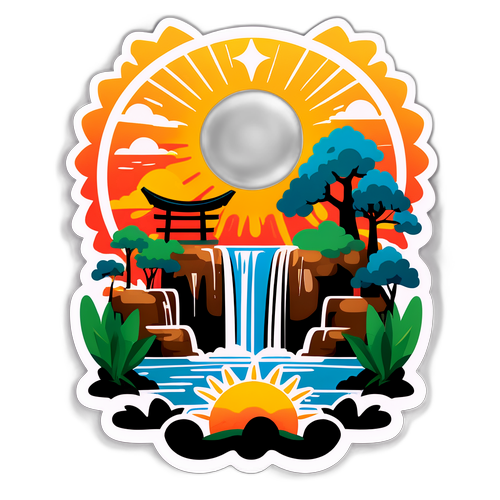 太陽の神殿と自然の美を表現したアートワーク