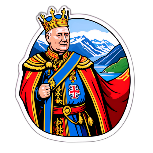 Design af en kongelig klistermærke med Kong Harald