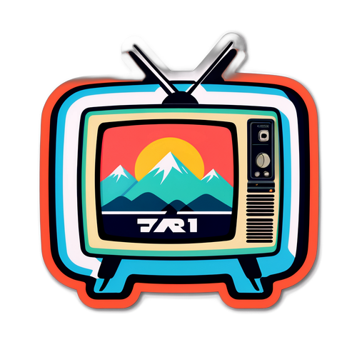 Stijlvolle sticker van een televisietoestel met het TRT1-logo