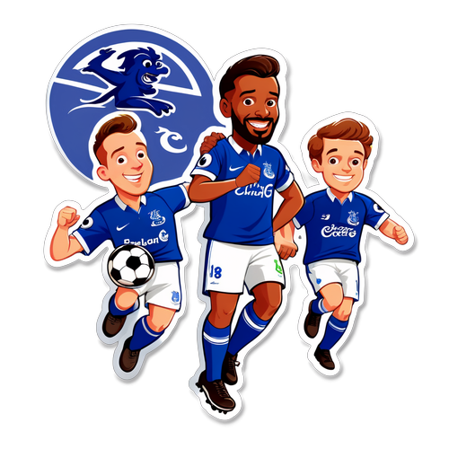 Whimsical Everton vs. Liverpool Football Match Sticker