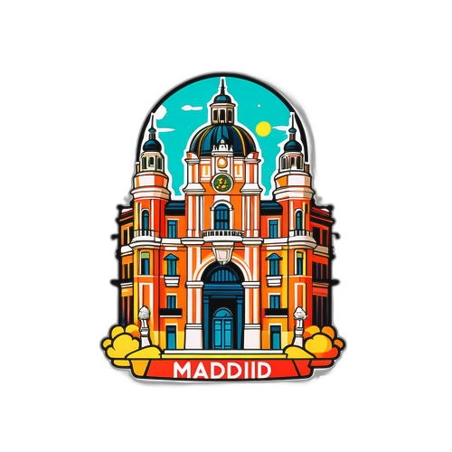 Stiker Sejarah Kaya Madrid dengan Elemen Seni Modern