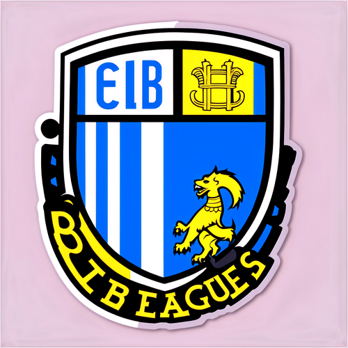 Sticker cu emblema Club Brugge și orașul Bruges, evidențiind istoria fotbalistică