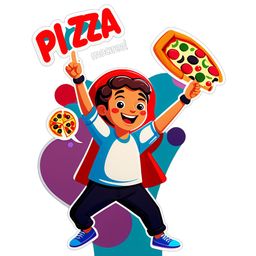 Sticker vesel cu pizza delicioasă