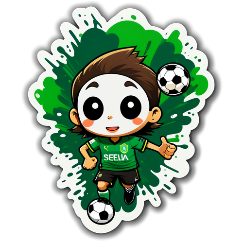 Pelekat Kartun Bola Sepak dengan Warna Chelsea dan Real Betis