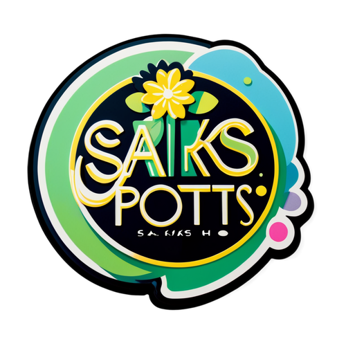 Moderne klistremerke med Saks Potts' logo