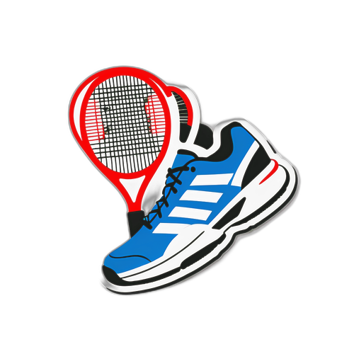 Sticker ng Tennis na may Sapatos at Raketa