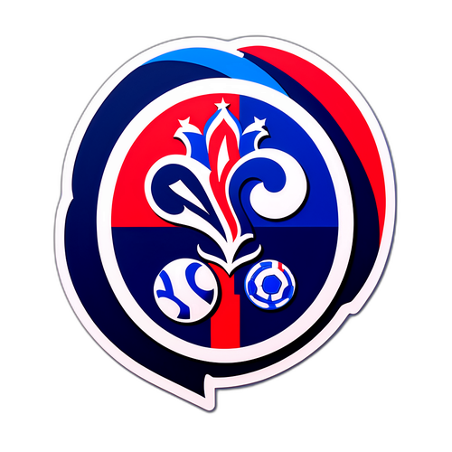 Емблема національної збірної Франції з стильним футбольним м’ячем у синіх і червоних тонах