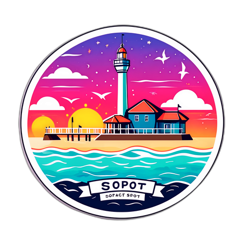 Fargerik klistremerke som representerer Sopot