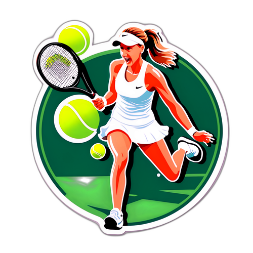 Elegant Tennis Action Sticker