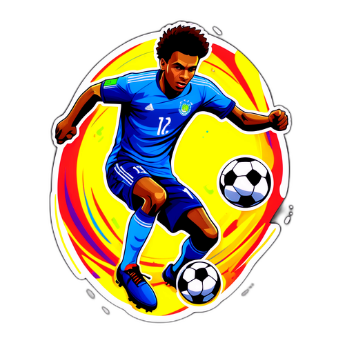 Stiker Lincah Savinho Menggiring Bola Sepak