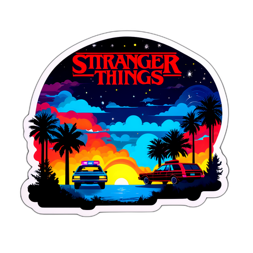 Абстрактное изображение, сочетающее элементы «Странных вещей» с архивными фотографиями 80-х