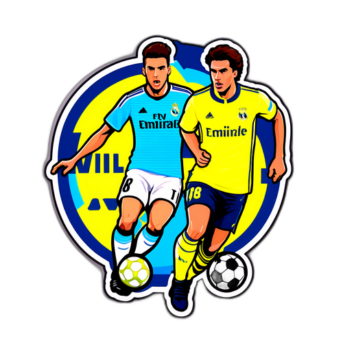 Sticker של סצנה דינמית בכדורגל: ויאריאל - ריאל מדריד