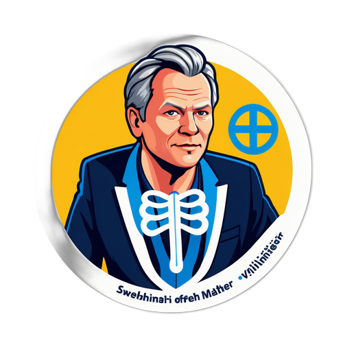 Autocollant mettant en avant le ministre suédois de la Santé