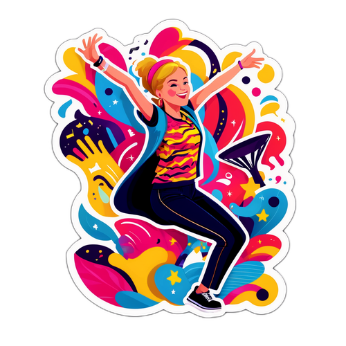 Muzikálně tématická samolepka se Saskiou Burešovou