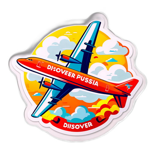 Buntes Aufkleber mit russischem Flugzeug