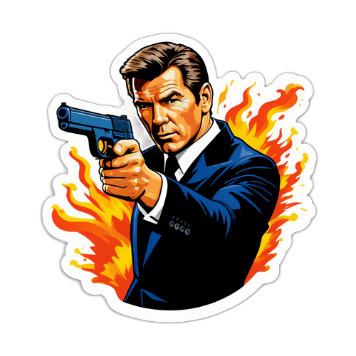 Rolig klistermärke av James Bond i action