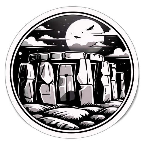 Monokromisk klistermærke af Stonehenge