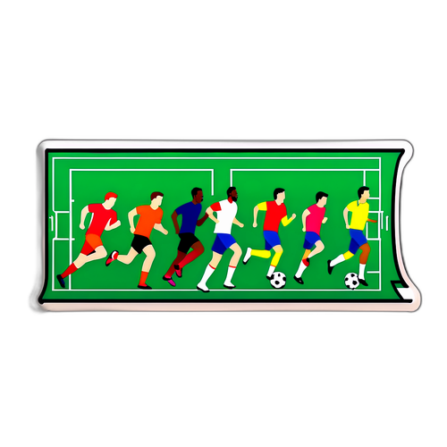 Fotballbane med spillere som jogger