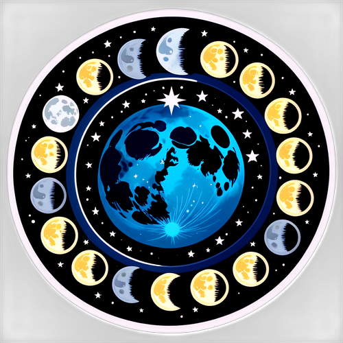 Unlock the Magic of the Universe: Discover the Stunning Moon Phases Sticker!