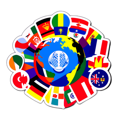 Stickers przedstawiające różne kraje uczestniczące w Kings World Cup Nations