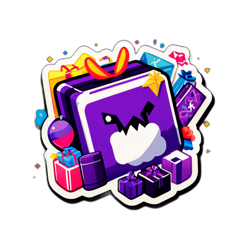 Дизайн наліпки з логотипом Twitch та подарунками від стримерів