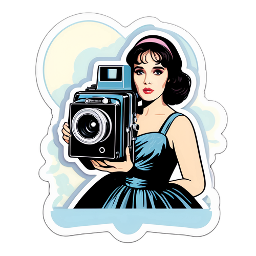 Sticker van Isabelle Adjani in retro filmstijl