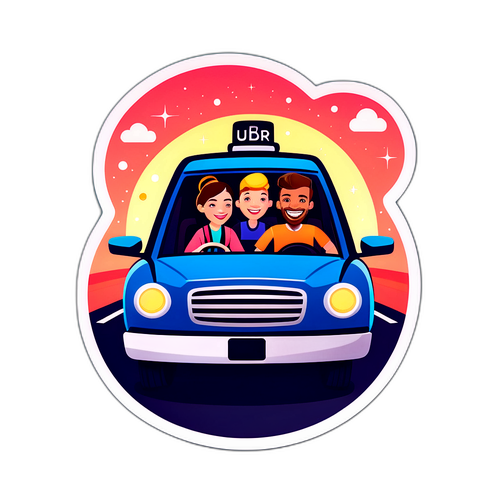 एक मजेदार Uber कार चित्रण
