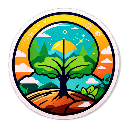 科技与自然结合的贴纸