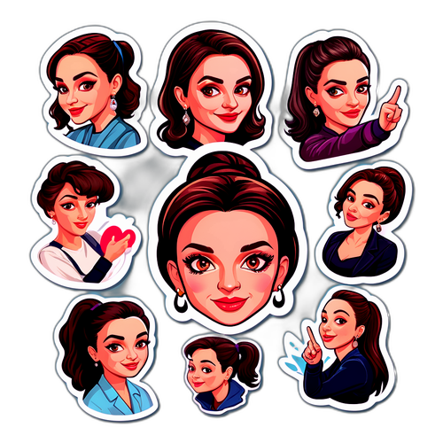 Sticker cu Ioana Ginghină în diverse ipostaze