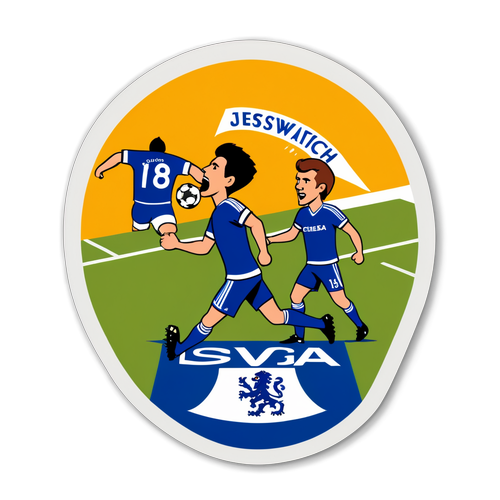 Diseño gráfico de un sticker que muestra la rivalidad entre Ipswich y Chelsea