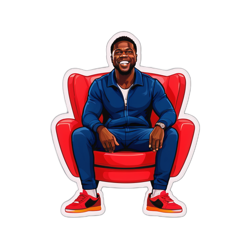Autocolant cu Kevin Hart pe un scaun de comedie
