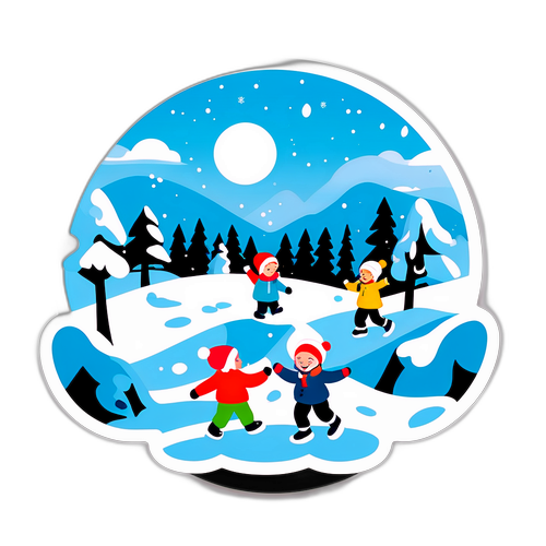 冬季儿童玩雪场景