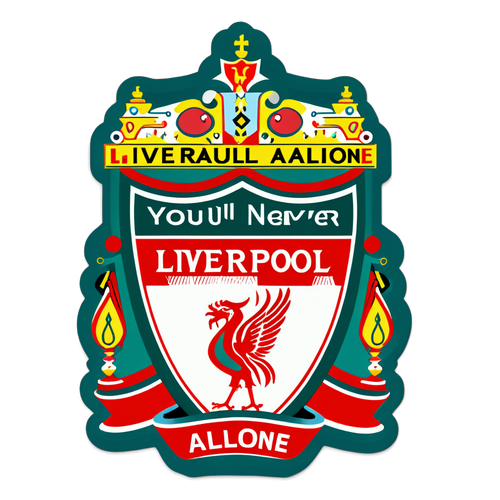 Sticker van Liverpool met clublogo en tekst 'You'll Never Walk Alone'