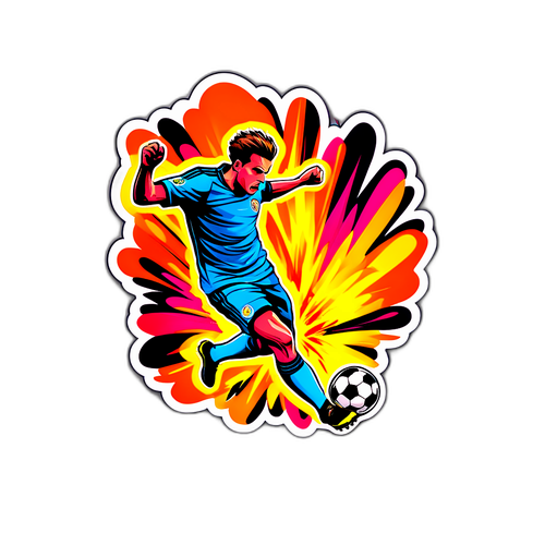 Stiker Pemain Sepak Bola Mencetak Gol Dramatis