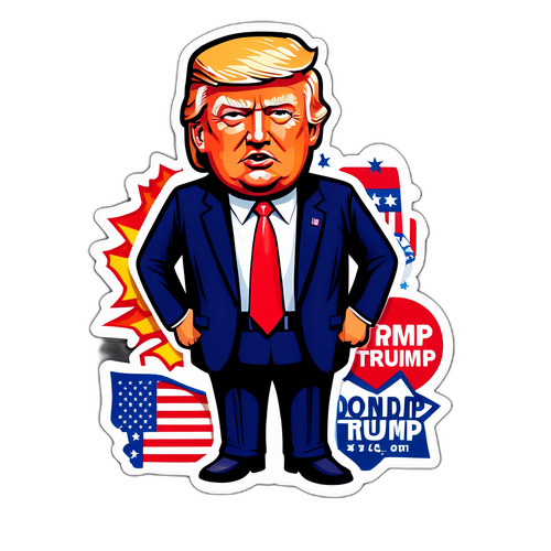 Donald Trump figura politikai színterekkel és szlogenekkel