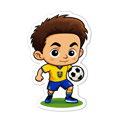Sticker cu un mini jucător de fotbal din România