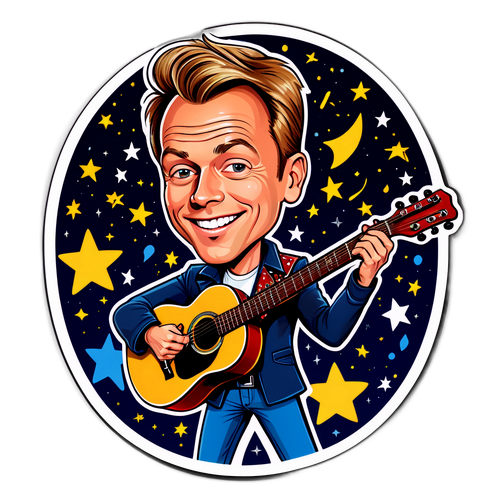 Caricature de Jason Donovan avec une guitare