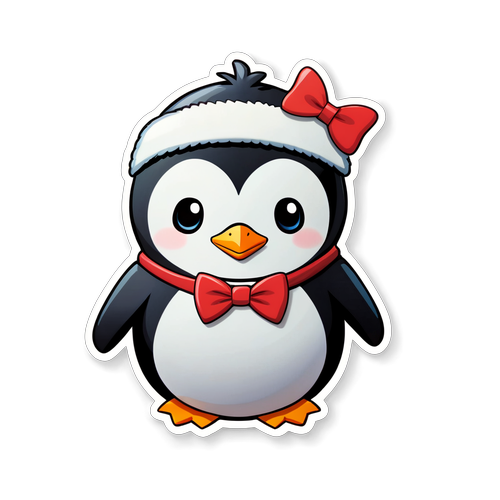 3D Cute Penguin with Bow Tie