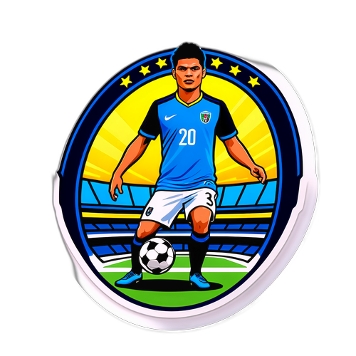 Un autocollant illustrant un stade de football vibrant en hommage à Thiago Silva