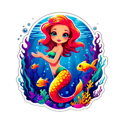 Fantastyczna ilustracja syreny w magicznym podwodnym świecie