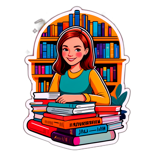 Anna Kristensen blandt bøger og kunstværker