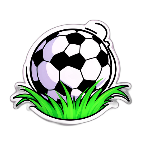 축구공과 풀 배경 스티커