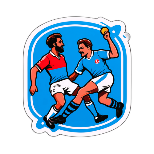 Sticker nghệ thuật thư giãn với hình vẽ trận đấu giữa Napoli và Atalanta theo phong cách retro
