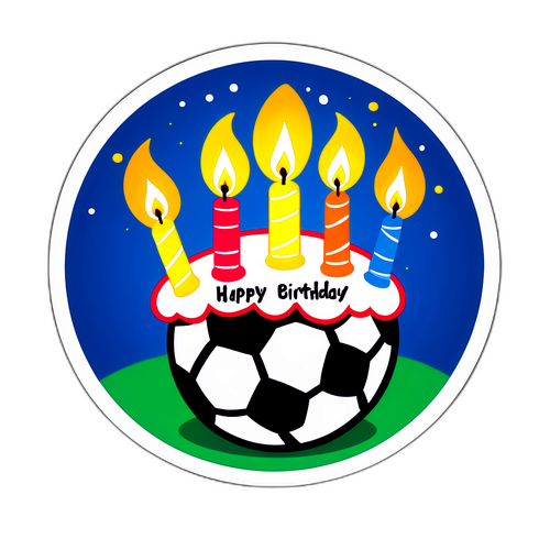 Sticker cu tort de naștere în formă de minge de fotbal